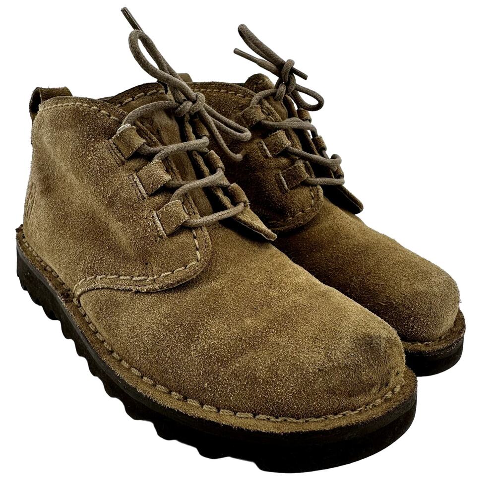 Mozo Lace Up Ankle Boot Platform Non Slip Outdoor Casual Suede Leather Brown 7.5